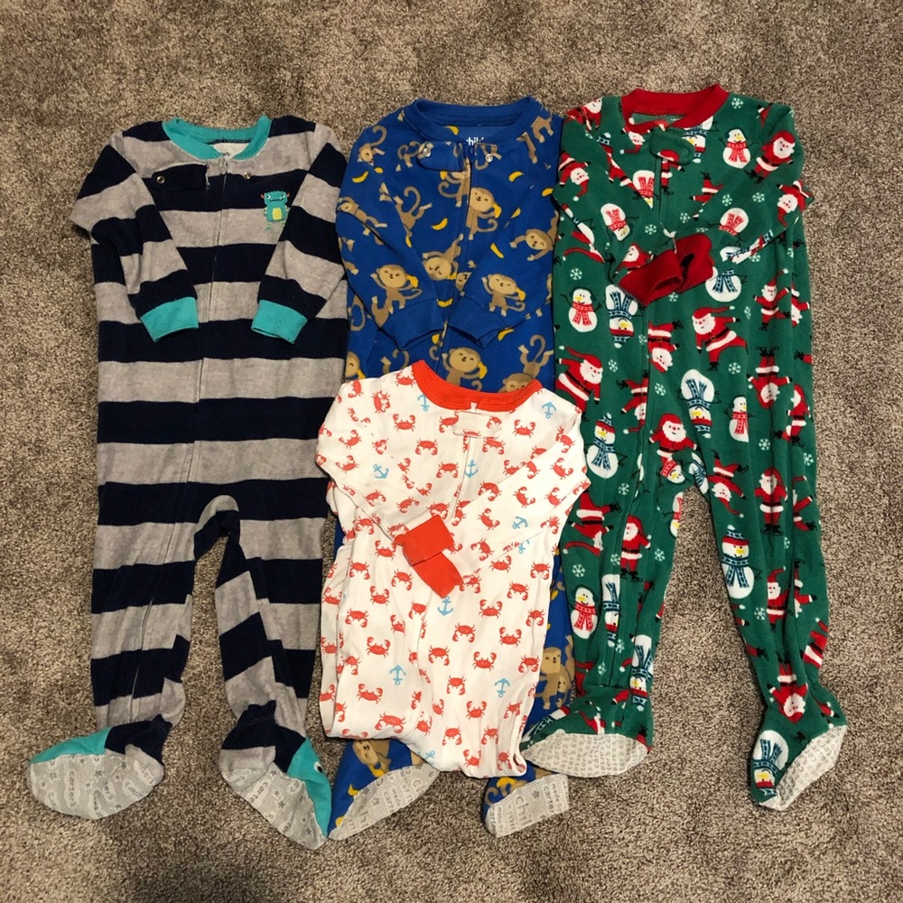 Toddler boys 18 zip front footed pajamas